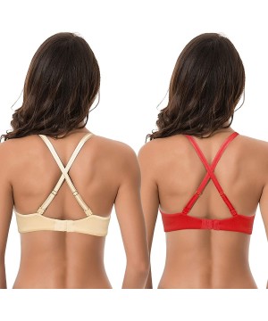 Bras Women's Plus Size Full Coverage Padded Underwire Bra-1 or 2PK - Nude-red(2 Pack) - CX18RZ9AY3I