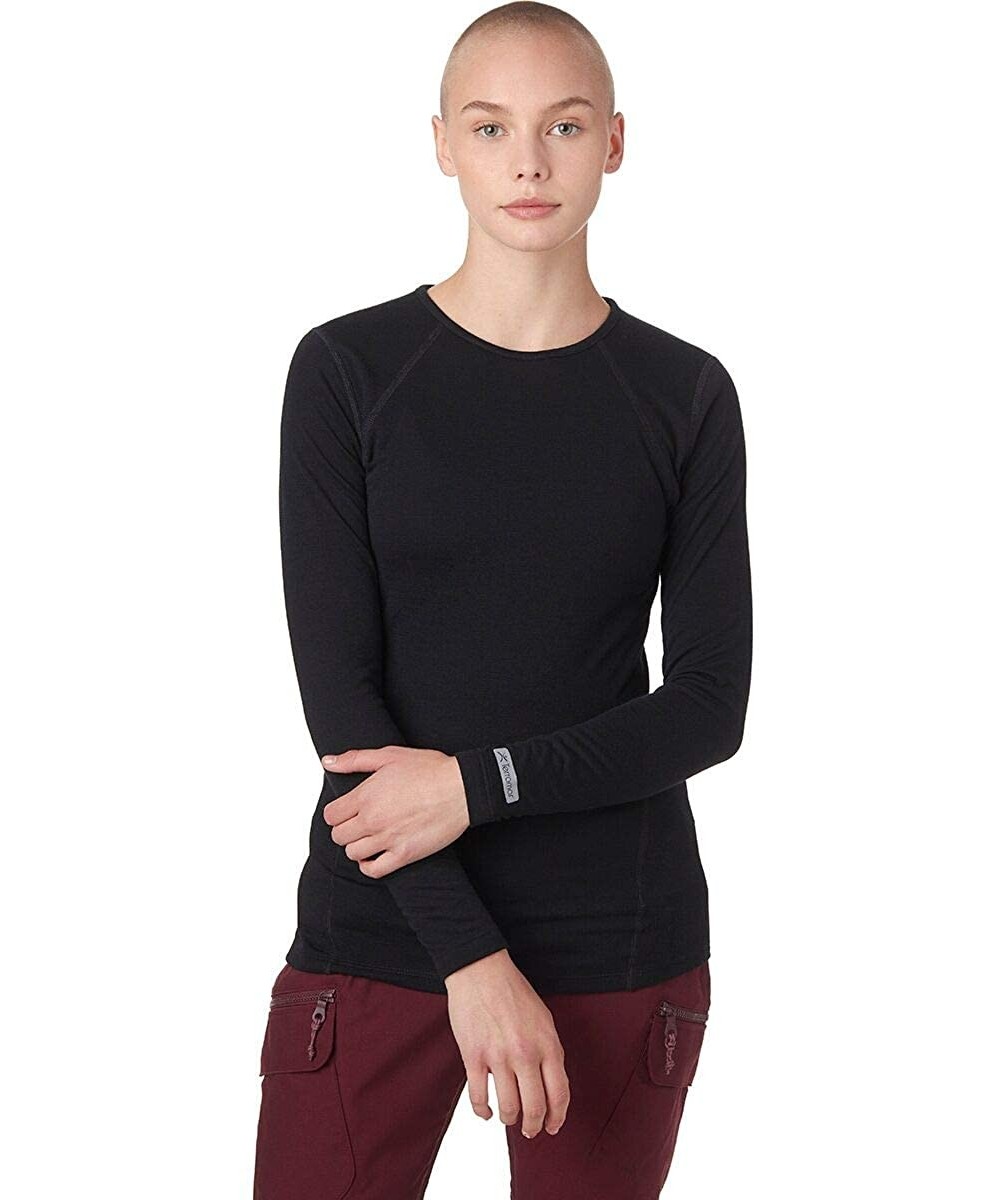 Thermal Underwear 2-Layer Authentic Thermal Mid-Weight Long Sleeve Crew - Black - CV116IZZV4N