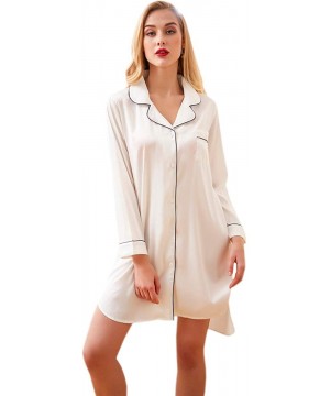 Robes Sexy Silk Houseshirts for Women Asymmetry Nightgown Sleepwear Nightshirts - White - C1197YO4700