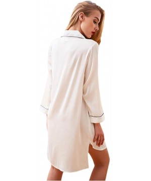 Robes Sexy Silk Houseshirts for Women Asymmetry Nightgown Sleepwear Nightshirts - White - C1197YO4700