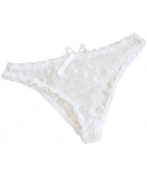 Accessories Women's Sheer Lace Dot Thong Bowknot Panties G-String Lingerie Sexy Underwear - White - C61973D9TE8