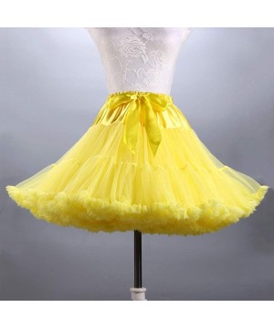 Slips Puffy Tutu Skirt for Women Tulle Petticoat with Ribbon Ballet Dance Pettiskirts - Yellow - CG1960XIQM2