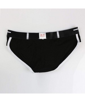 Briefs Men's Briefs Short Soft Cotton Comfy Breathable Underwear Bulge Pouch Underpants (M- Black) - Black - C818H82SXM0