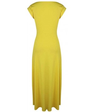 Baby Dolls & Chemises Womens O Neck Short Sleeve High Low Front Split Long Maxi Tunic Tops Blouse Shirts - Yellow - CW18WW5C9DM