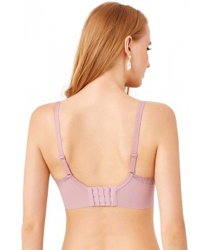 Bras Women Coral Lace Wireless Full Coverage Wirefree Lift Bra - Purple - CU1989A0Y7R