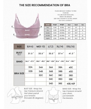 Bras Women Coral Lace Wireless Full Coverage Wirefree Lift Bra - Purple - CU1989A0Y7R