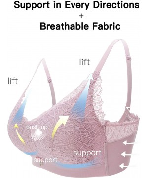 Bras Women Coral Lace Wireless Full Coverage Wirefree Lift Bra - Purple - CU1989A0Y7R