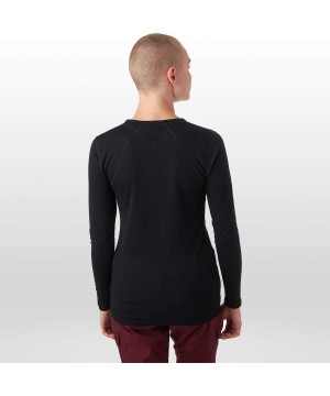 Thermal Underwear 2-Layer Authentic Thermal Mid-Weight Long Sleeve Crew - Black - CV116IZZV4N