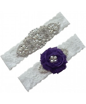 Garters & Garter Belts Women's Floral Bridal Garters Wedding Garters - Purple - CB187HCRU83