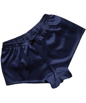 Sets Sleepwear for Women Sexy Satin Lace V Neck Camisole Bowknot Shorts Set Comfortable Pajamas Lingerie - Navy - C419654HLO0