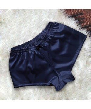 Sets Sleepwear for Women Sexy Satin Lace V Neck Camisole Bowknot Shorts Set Comfortable Pajamas Lingerie - Navy - C419654HLO0