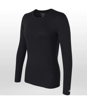 Thermal Underwear 2-Layer Authentic Thermal Mid-Weight Long Sleeve Crew - Black - CV116IZZV4N