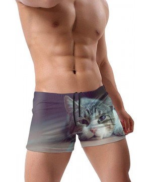 Boxers High Definition Cat Men's Boxer Shorts Printed Surf Boxer Shorts Pants Soft and Comfortable Quick Dry - Black - C519DY...