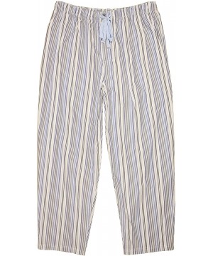 Sleep Bottoms Men's Big and Tall Woven Poplin Sleep Bottoms Pajama Pants - White/Blue Striped - CK18T7IHLYW