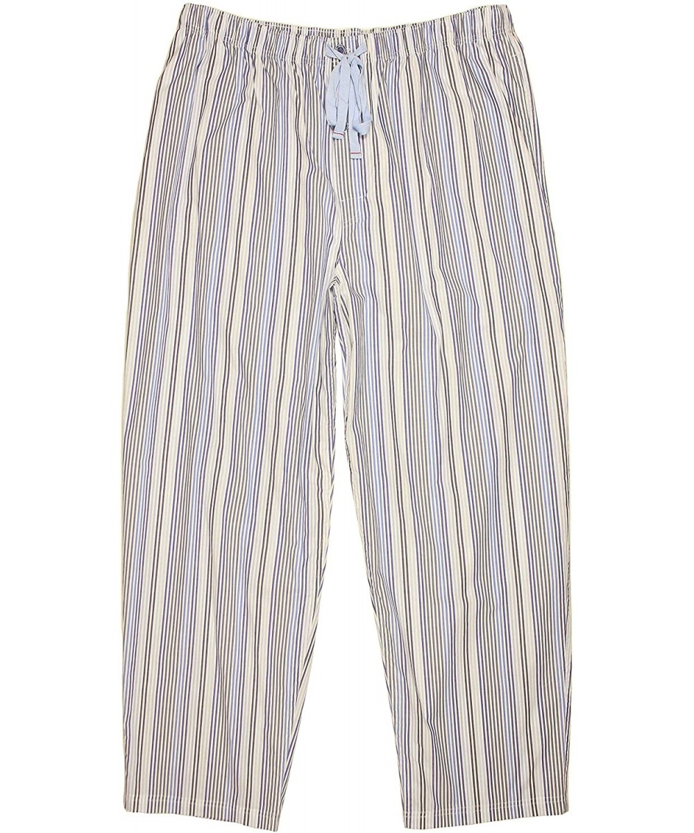 Sleep Bottoms Men's Big and Tall Woven Poplin Sleep Bottoms Pajama Pants - White/Blue Striped - CK18T7IHLYW