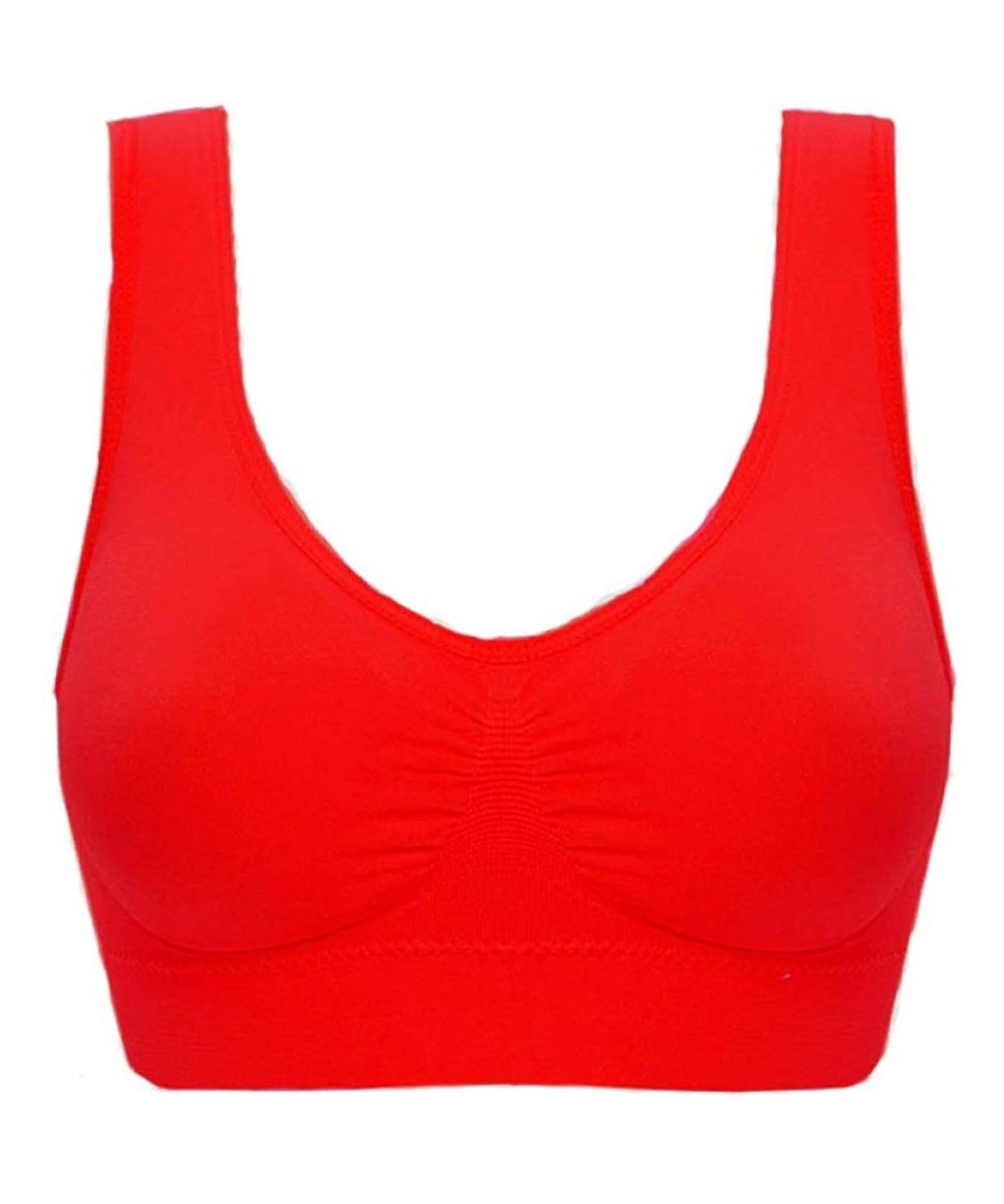 Bras Seamless Sports Bra Women Fitness Top Yoga Bra for Cup Running Yoga Gym Crop Top Women Push Up Sport Bra - Red - CR18ZC7...