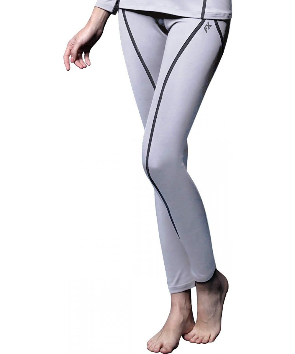 Thermal Underwear Womens MAXHEAT Soft Fleece Seamless Stretch Thermal Underwear Bottom - D_max Heat Bottom Light Gray - CY18R...