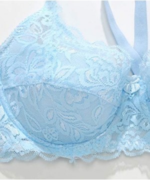 Bras Sexy Bras Women Push Up Deep V Ultrathin Underwire Padded Lace Brassiere Bra - Light Blue - CE18O8HOQZA