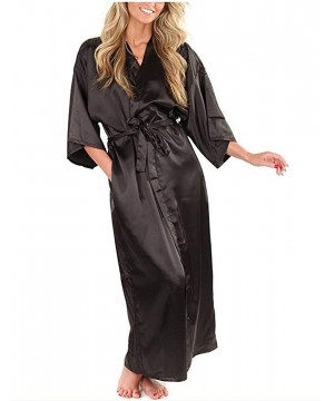 Robes Women Silk Satin Long Wedding Bride Bridesmaid Robe Kimono Robe Feminino Bath Robe - As the Photo Show6 - C518MEOTDEW