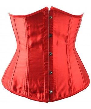 Bustiers & Corsets Women's Underbust Satin Lace Up Waist Cincher Corset Shaper Top (6XLarge Red) - CO18D8SHT2A