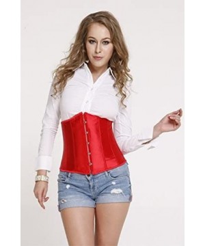 Bustiers & Corsets Women's Underbust Satin Lace Up Waist Cincher Corset Shaper Top (6XLarge Red) - CO18D8SHT2A