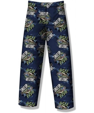 Sleep Bottoms Mens Beer & More Beer Fun Prints Pajama & Lounge Pants - Shut Up and Fish - C512O1Y1BFS