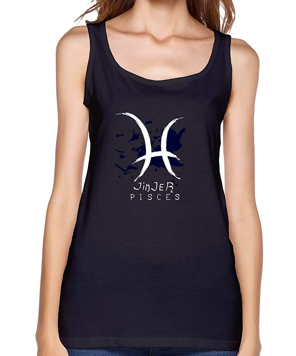 Camisoles & Tanks Jinjer Ladies Tank Vest D Print Fashion Slim - Black - CA19DTSKD5S