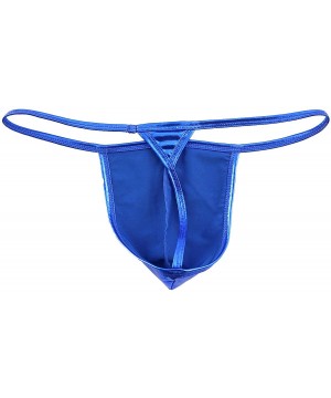 G-Strings & Thongs Men's Hologram Spectrum Low Rise G-String Briefs Underwear String Bikini Bottom Hipster - Royal Blue - C51...