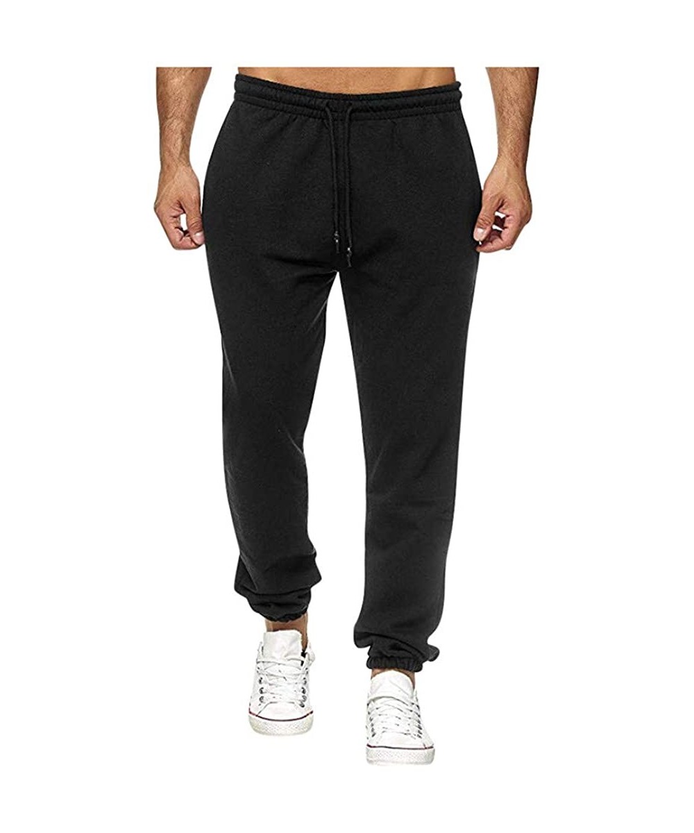 Thermal Underwear Men Fleece Jogger Pants Casual Solid Sweatpants Drawstring Lightweight Slacks Trousers for Gym Running Athl...