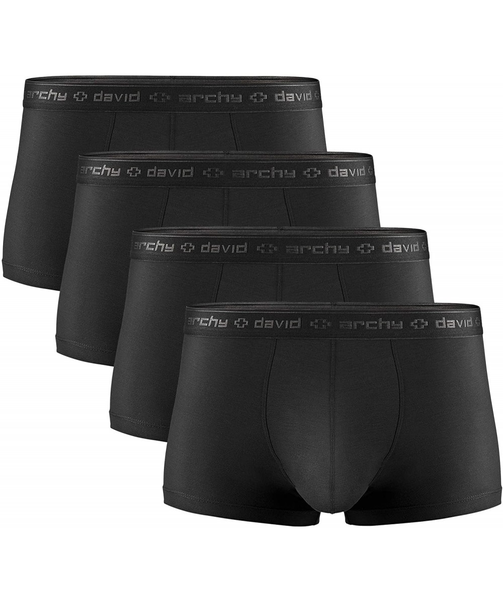 Trunks Men's Dual Pouch Underwear Micro Modal Trunks Separate Pouches with Fly 4 Pack - Black - CW18M5MCZZ3