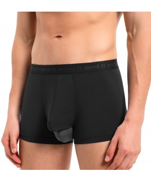 Trunks Men's Dual Pouch Underwear Micro Modal Trunks Separate Pouches with Fly 4 Pack - Black - CW18M5MCZZ3