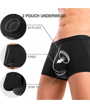 Trunks Men's Dual Pouch Underwear Micro Modal Trunks Separate Pouches with Fly 4 Pack - Black - CW18M5MCZZ3