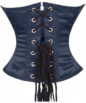 Bustiers & Corsets Full Steel Boned Waist Cincher Tight Lacing Satin Underbust Shaper Waspie Mini Corset 8079-OT - Navy - C11...