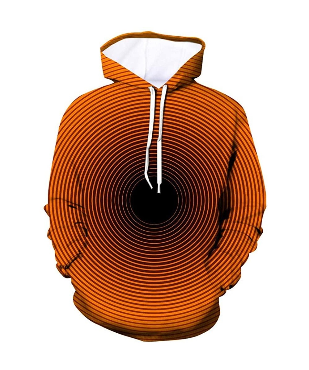 Bikinis Men's Patterns Print 3D Digital Geometric Printed Sweaters Fashion Hoodies Sweatshirts Pullover - Orange - CB192A0SS7A