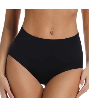 Panties Seamless Panties High Waisted Nylon Spandex Hipster Panties for Women No Show Underwear 2 Pack - Black - CO18TY2XTZM