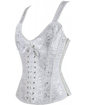 Bustiers & Corsets Women's Steampunk Classic Gothic Overbust Corset Tops Bustier Punk Rock Outfits Halloween Costume - White-...