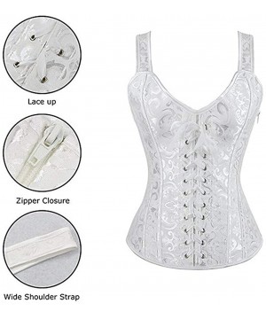 Bustiers & Corsets Women's Steampunk Classic Gothic Overbust Corset Tops Bustier Punk Rock Outfits Halloween Costume - White-...