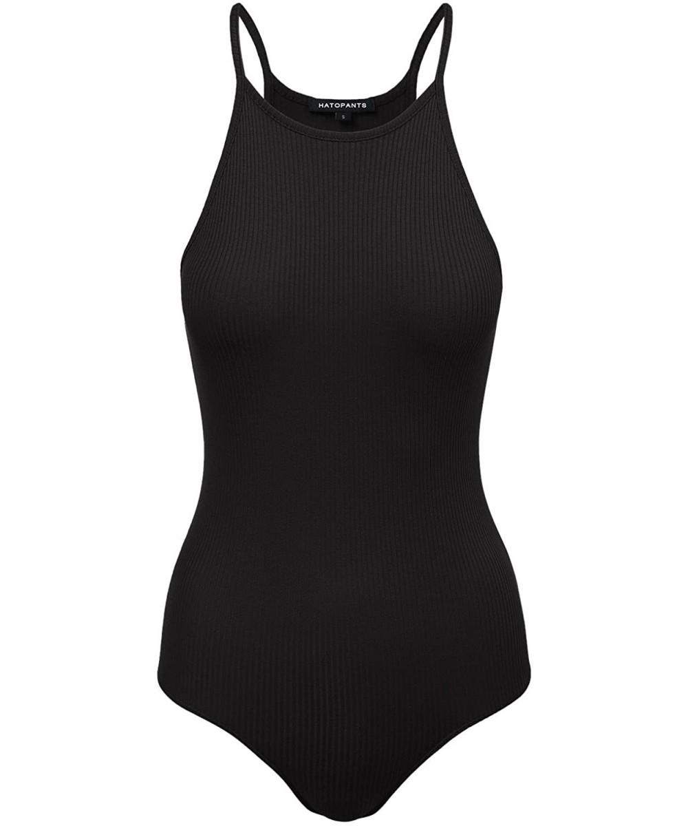 Shapewear Women's Racerback Tank Top Ribbed Cotton Bodysuits - 408-black - CA18E0UATAX