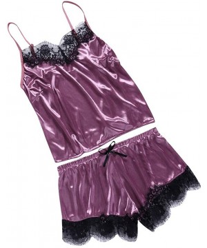 Bras Lace Lingerie for Women Sexy Passion Lingerie Babydoll Nightwear 2PC Set - Purple - CT18SQ9HAKM