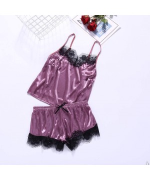 Bras Lace Lingerie for Women Sexy Passion Lingerie Babydoll Nightwear 2PC Set - Purple - CT18SQ9HAKM