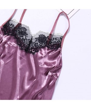 Bras Lace Lingerie for Women Sexy Passion Lingerie Babydoll Nightwear 2PC Set - Purple - CT18SQ9HAKM