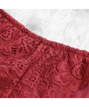 Thermal Underwear Women Shorts Silk Satin Sexy Lace Floral Bow Pajamas Underwear - Red - CX19834ZK2M