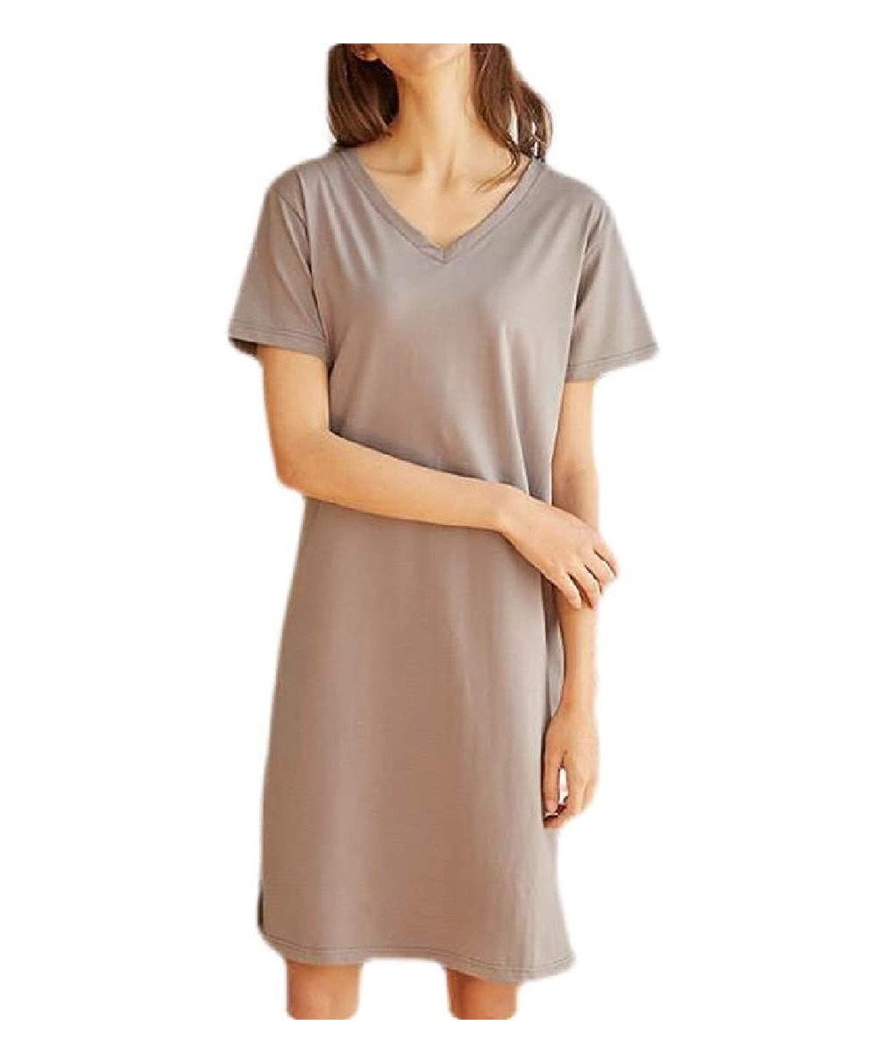 Nightgowns & Sleepshirts Women's Sleepwear Short Sleeve T-Shirt Knit Nightgown Sleep Dress - 4 - CD19DSYR37S