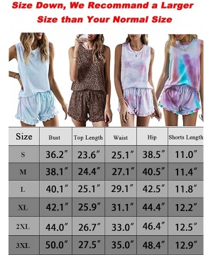 Sets Tie Dye Pajamas Set for Women- Sleeveless Lounge PJ Set Printed Tops and Shorts Nightwear Ruffle Sleepwear - Pink - C019...