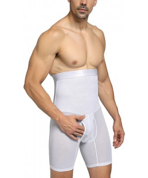 Shapewear Men's Shapewear High Waist Tummy Leg Control Briefs Anti-Curling Slimming Body Shaper - White-steel-bones - C81920Z...