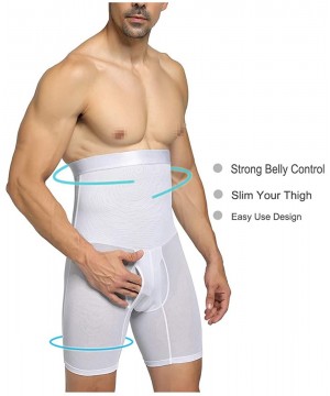 Shapewear Men's Shapewear High Waist Tummy Leg Control Briefs Anti-Curling Slimming Body Shaper - White-steel-bones - C81920Z...