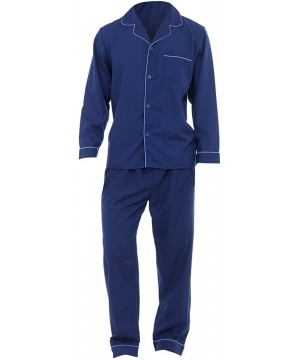 Sleep Sets Mens Plain Long Sleeve Shirt & Trouser Bottoms Nightwear Pajama Set - Red - CM11M4UEQ6P