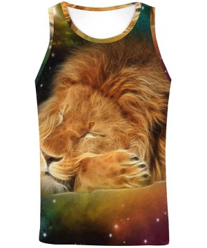 Undershirts Men's Muscle Gym Workout Training Sleeveless Tank Top Lion by Oil Painting - Multi5 - CN19D0SGZ9E