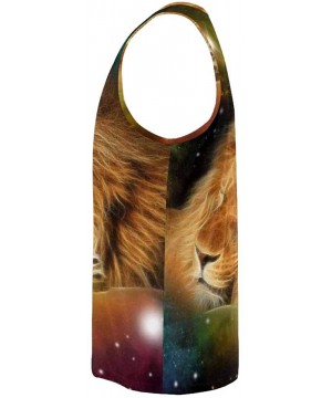 Undershirts Men's Muscle Gym Workout Training Sleeveless Tank Top Lion by Oil Painting - Multi5 - CN19D0SGZ9E