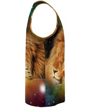 Undershirts Men's Muscle Gym Workout Training Sleeveless Tank Top Lion by Oil Painting - Multi5 - CN19D0SGZ9E